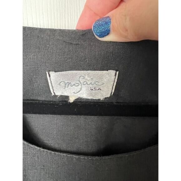 Mosaic USA Linen Lagenlook Top Asymmetrical Hem Black Tunic Size XXL Oversized - Picture 6 of 8